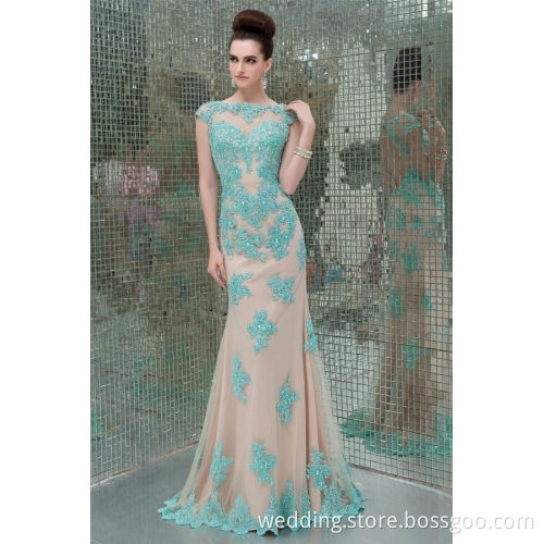 High Neck Green Evening Dresses